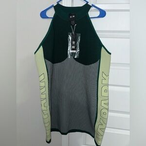Beyoncé Adidas Ivy Park Plus Knit Sleeveless Fitted Dress Green